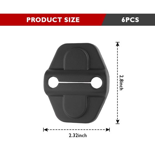 6PCS Car Door Lock Cover - Black Door Latch Lock Trim Cover Compatible with 2018-2023 Jeep Wrangler JLU JL 4XE & Gladiator JT Unlimited - Car Interior Accessories for Car Decorations