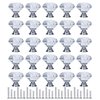 YourGift 30 Pack Drawer Knobs Diamond Shaped Crystal Glass 30mm Cabinet Knobs Pull Handle (30 mm, 30 Pack, Silver)