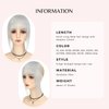 VANANGA French Hair Bangs Clip on, Silver Grey Long Wispy Bangs Hair Clip with Temples Natural Fringe Neat Bangs Hair Clip Hair Piece Long Bangs Clip in Hair Extensions for Women(Silver Grey)