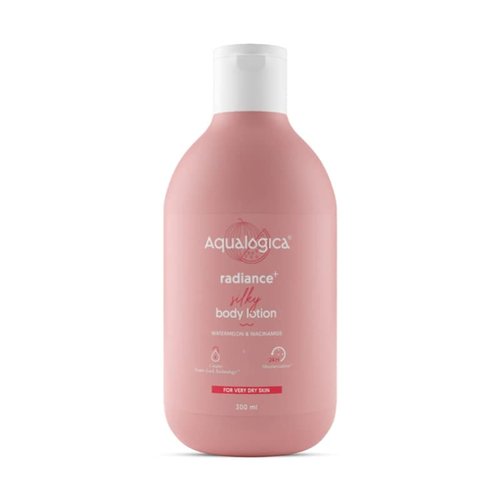 Aqualogica Radiance+ Silky Body Lotion for Very Dry Skin | 24-Hour Deep Moisturization with Watermelon & Niacinamide | Lightweight, Creamy & Fast Absorbing | 10.14 Fl Oz/300ml