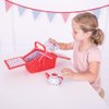 Bigjigs Toys Colourful Spotted Tea Set and Carry Basket - Pretend Role Play