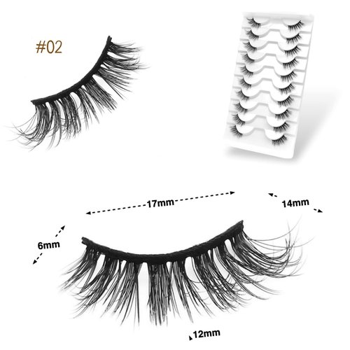 CB Value Pack 20 Pairs/ 2 Trays 3D Fluffy Half Lash Strip, 3/4 Length Cat-Eye False Eyelashes, Black Band Natural Look Wispy Soft Strip Lashes, Multiple Styles, 02 x 2 Trays