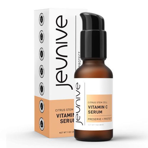 Jeunive Citrus Stem Cells Vitamin C Serum with Anti-Aging Hyaluronic Acid & Citrus Stem Cells | Day and Night Nourishment to Refresh and Even Blemishes for that Special Glow, 1 oz (28g)