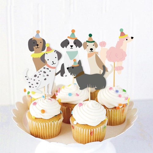 24PCS Pet Dog Cupcake Toppers, Pet Dog Themed Birthday Party Supplies,Baby Shower Party Decorations, Dogs Face Cake Toppers, Puppy Theme Birthday Party Decorations Supplies for Kids