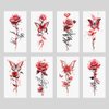 Oottati 8 Sheets Arm Waterproof Temporary Tattoos Red Flower Butterfly Rose Heart