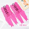 DEEKA 12 PCS Glitter Collegiate Style Cheer Bows Long Tail Full Rhinestones Skinny Shiny Cheer Bow Ponytail Holder Handmade Bows for Girls Teens Cheerleader Sports -Pink