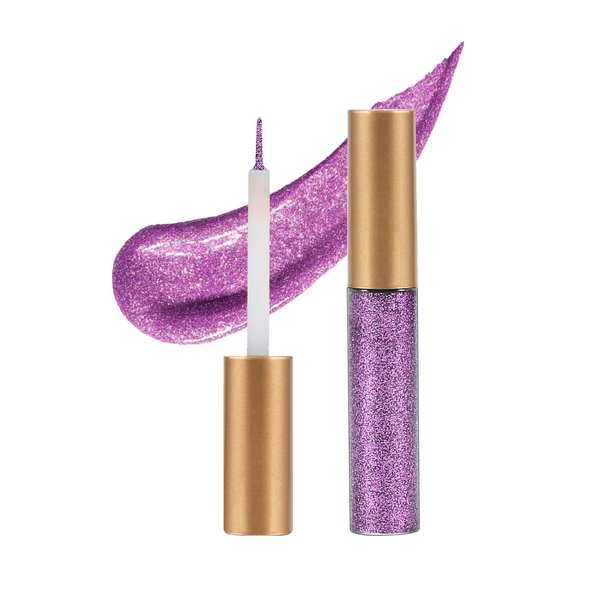 Apooliy Glitter Liquid Eyeliner, Metallic Shimmer Long Lasting Eyeshadow with Sparkle Intense Colorful Gel Liner Pen