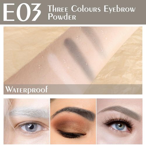 Brow Powder Kit,Long-Lasting Waterproof Two Colors Brow Filler Get Full Defined Natural Brows,Eye Brow Contour Palette with Double-ended Eyebrow Brush,sombra para cejas (03 Black Tea)