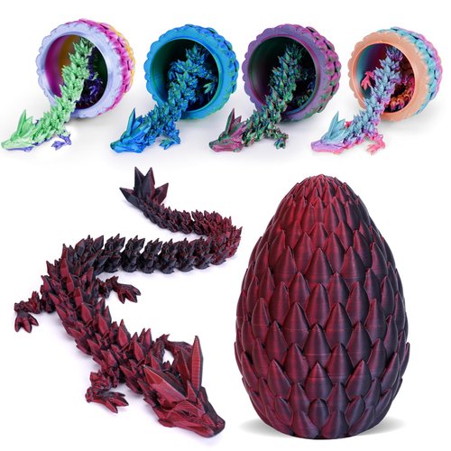 Dragon Egg-3D Printed Dragon in Egg,Crystal Dragon Articulated Dragon Adults Fidget Toys for Autism ADHD,3D Printed Gift Toy, Executive Desk Toys,Home Office Decor