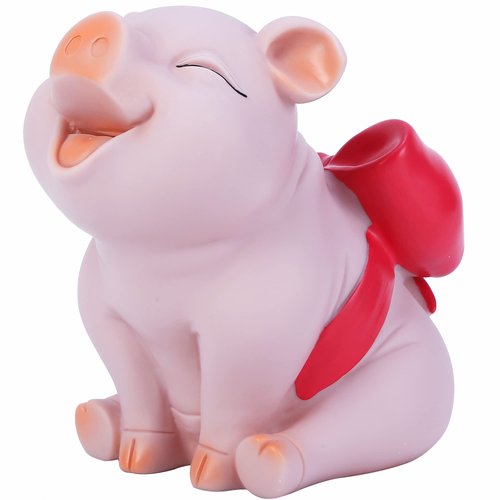 Piggy Bank with Red Bow-Knot, H&W Lovely Pig Coin Bank, Creative Shatterproof Gift Money Bank, Can Store 1000 Coins