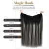 Halos Hair Extensions Natural Black Highlights Grey Fish Line Hair Extensions Human Hair Ombre Colored 1BGrey Highlight Invisible Wire Extensions Human Hair for Women 18Inch 80G