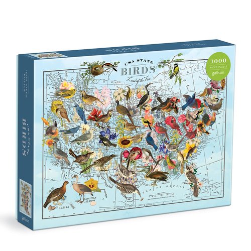 Galison Wendy Gold State Birds 1000 Piece Puzzle from Galison - Vibrantly Illustrated Birds of The US, Featuring The Artwork of Wendy Gold, Thick and Sturdy Pieces, Fun and Challenging Family Activity