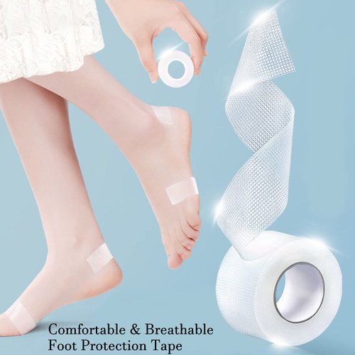 2 Rolls Foot Protection Tape Roll,Adhesive Foot Care Sticker Blister Pads,Waterproof Invisible High-Heeled Tape,Heel Cushion for Hand & Foot Care,Heel Blister Cushion Bandages for Foot Toe Finger