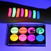 MEICOLY Glow UV Blacklight Face Paint, 8 Bright Colors Neon Fluorescent Rave Body Paint Palette,Water Activated Eyeliner,Water Based Glow In The Dark Halloween Washable for Kids Adult Body Painting