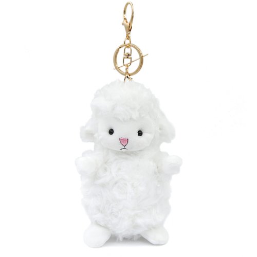 Zitokin Lamb Plush Keychain Toys for Kids, 5.5" Inch Stuffed Sheep Plushie Backpack Purse Pendant Gift for Girls Children (Gold Hardware)