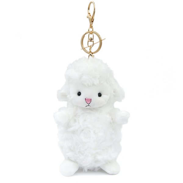 Zitokin Lamb Plush Keychain Toys for Kids, 5.5" Inch Stuffed Sheep Plushie Backpack Purse Pendant Gift for Girls Children (Gold Hardware)