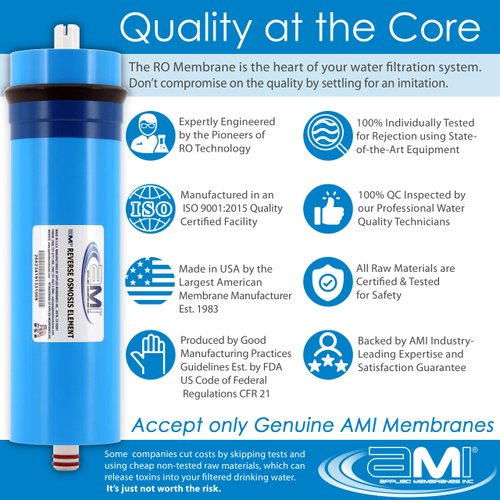300 GPD Tankless Reverse Osmosis Membrane | Tankless RO Membrane Water Filter Replacement for Reverse Osmosis Water Filtration System | 3" x 12" Universal Compatibility | Made in USA