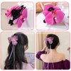 4 Pcs Artificial Flower Hair Clip With Ribbon, Simulated Butterfly Orchid Flower Bohemian Hawaiian Hairpin claw clip Headdress for Seaside Holiday, Birthday, Wedding Hair Accessories