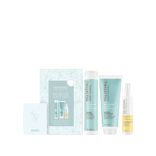 Paul Mitchell Clean Beauty Hydrate Gift Set, Shampoo, Conditioner + Heat Protectant, For Dry Hair