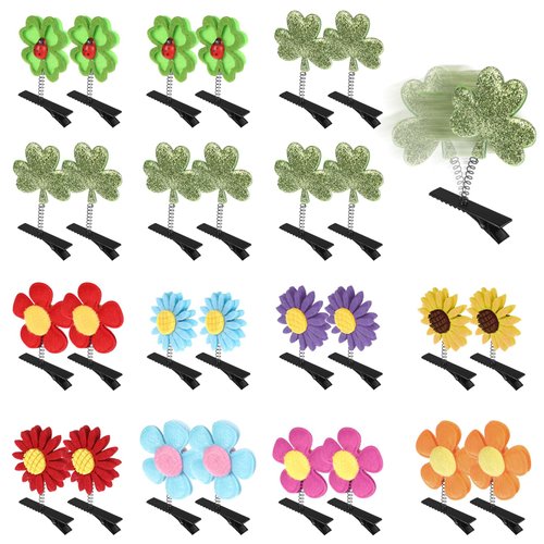 Luinabio 30 Pcs Bean Sprout Hair Clips Mixed Style Plant Hairpins Flower Plant Hair Clip Little G...