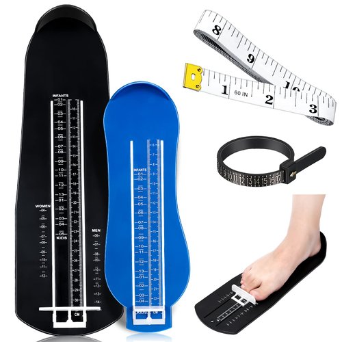 Weewooday 2 Pieces Shoes Measuring Sizer Foot Measuring Devices Feet Shoes Sizer Measuring Device Ruler with Measuring Tape and Ring Sizer for Infants Kids Men Women Adults, US Size Standard (Blue)