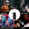 LOKFAR Red Blue White Face Paint Halloween Makeup Kit, White Foundation Makeup Football Baseball Eye Black Stick, Red Blue White Face Makeup for Halloween Clown Vampire Harley Quinn Joker Makeup