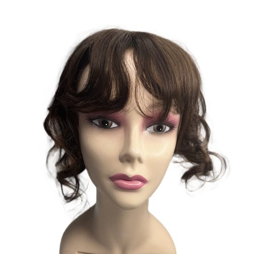 14inch Body Wave Human Hair Bangs Wavy Human Hair Toppers Clip In Hair Fringe Hairpieces Natural Brazilian Remy Hair Extensions (Brown)