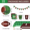 Football Party Supplies Kit Serve 24,Includes Dinner Plates, Dessert Plates, Napkins, Cups,Banner and Touchdown Tablecloth for Football Birthday Party Football Gameday Tailgate Party Decorations