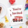 Soiceu Firetruck Birthday Invitations, Watercolors Fire Truck Firetruck Party Invites with Envelopes Set of 20