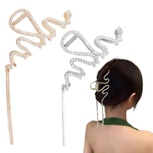 KuuGuu Metal Vintage Rhinestone Hair Clips with Glitter Tassels, Nonslip Barrettes for Thick Hair, Luxury Elegant Hairpins for Women and Girls