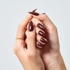 GLAMERMAID Dark Brown Press on Nails Medium Almond, Natural Glossy Jelly Gel Nails Stiletto Fake Nails with Design, Short Oval Stick Glue on Nails Tips for Women, Reusable Acrylic Daily False Nail Kit