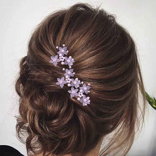 Aneneiceera Pearl Bride Wedding Hair Pins Pink Bead Hair Piece Bridal Flower Headpieces bridesmaid Hair Accessories for Women and Girls (Pack of 3)(Pink)