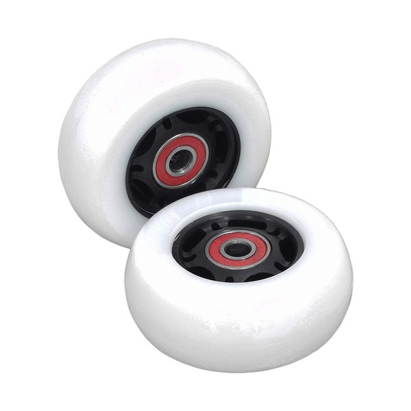 AlveyTech 76 mm x 30 mm Caster Wheels for the Razor Crazy Cart (V7+), Shift (V1+), and the XL (V3+) (Set of 2) (White Wheel Black Hub) - Replacement Scooter Wheel Parts, Kids Drifting E-Scooter