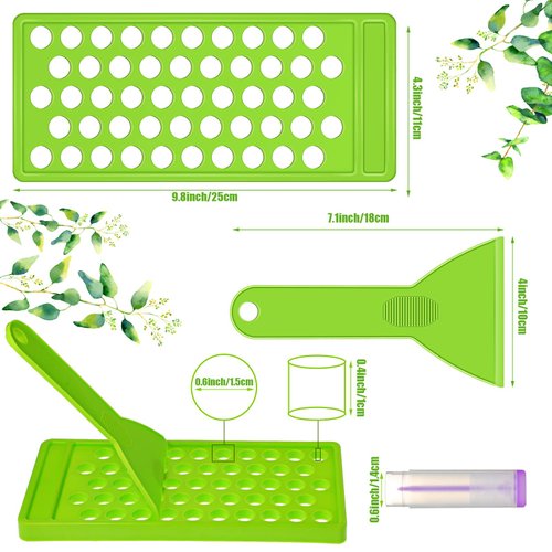 Maitys 2 Sets Lip Balm Tray and Spatula Portable Lip Balm Filling Tray and Spatula Set Lip Balm Tube Holder Lip Balm Tubes Tray Lip Balm Containers Lip Gloss Making Kit(Green)