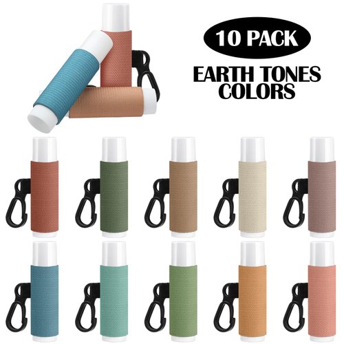 Sureio 10 Pack Lip Balm Holder Keychain Compact Clip on Lipstick Holder Lip Gloss Holder Keychain(Earth Tones)