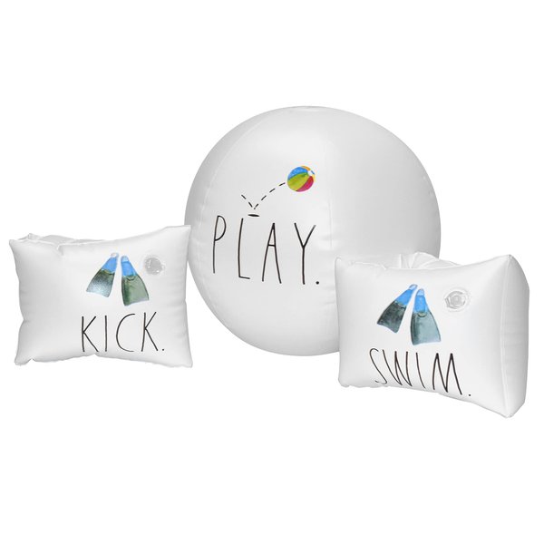 Coconut Float Rae Dunn x Water Wings & Beach Ball - Swim Kick Theme - Child Sized Inflatable Water Wings & Durable Water Toy - Child Floation Devices Perfect for Summer Parties & Swim Events