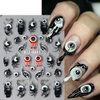 5D Halloween Nail Art Sticker Embossed Horror Ghost Nail Decals Flame Skull Self-Adhesive Nail Sticker Spider Web Bat Evil Eye Nail Design Stickers Scary Skeleton Devil Nail Supplies for Women 8Sheets