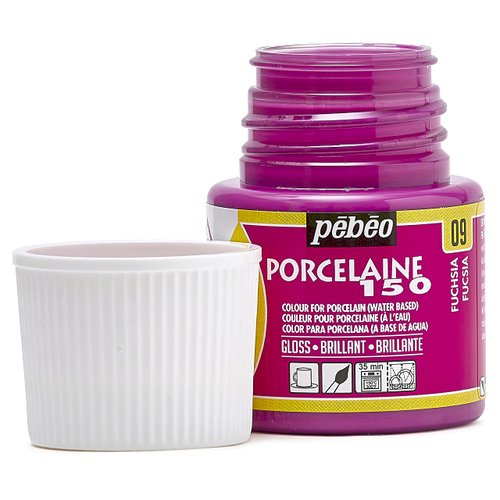 Pebeo Porcelaine 150 Ceramic Paint - Water-Based High-Gloss Color Paints for Porcelain, Premium Art Supplies, Non-Toxic & Heat-Safe, 45 ml Bottle, Fuchsia (024-009)