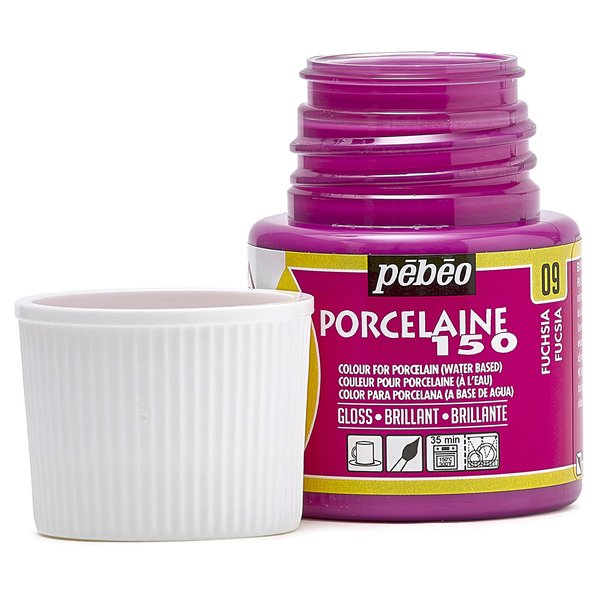 Pebeo Porcelaine 150 Ceramic Paint - Water-Based High-Gloss Color Paints for Porcelain, Premium Art Supplies, Non-Toxic & Heat-Safe, 45 ml Bottle, Fuchsia (024-009)