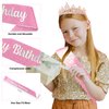 YISSION Birthday Girl Sash & Crown, Pink Princess Tiara Crown for Women Girls, Happy Birthday Queen Crown & Sash, Birthday Tiaras & Crowns for Women, Birthday Headband, Birthday Party Decorations