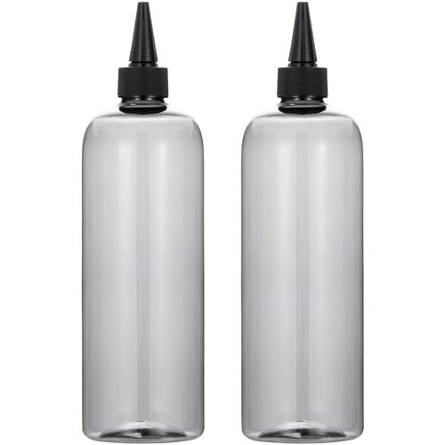 driew Applicator Bottles for Hair, 16.9oz Clear Hair Squeeze Bottle for liquids Twist-On Top Tip Cap Color Applicator Bottle Hair Dye Bottle Pack of 2