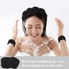 SuPoo 6pcs Black Spa Headband Sponge Face Wash Headband and Wristband Set Makeup Head Band Puffy Skincare Terry Cloth Wrist Towels Hair Band for Washing Face Padded Headwear with Hair Ties