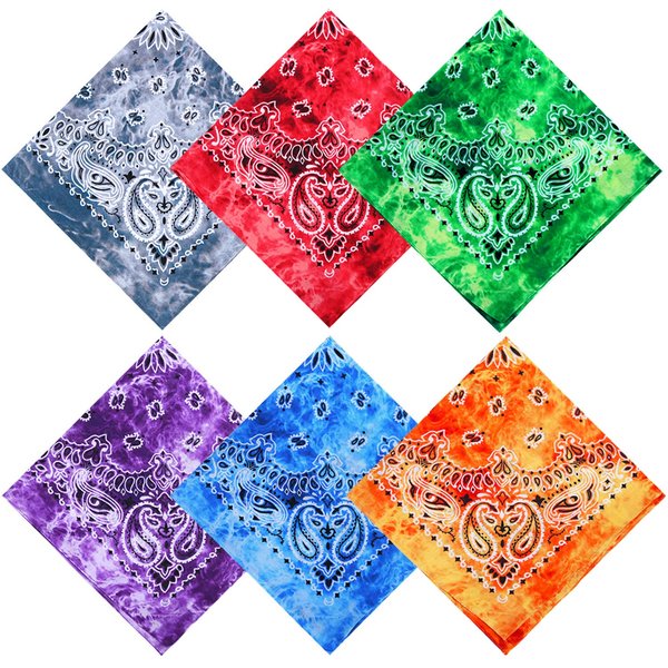 URATOT 6 Pack 22 x 22 Inch Tie Dye Bandana Cotton Paisley Bandanas Headbands Cowboy Handkerchiefs for Men and Women