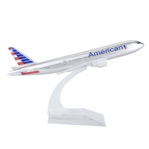 ZEZEFUFU Simulation 1/400 Scale American B777 Airplane Model Alloy Plane Model with Display Stand Aviation Science Exhibition Model