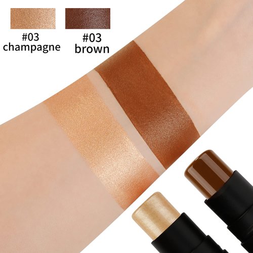 Contour Highlighter Makeup Stick, DE’LANCI 2 PCS Cream Contour Highlighter Sticks with Brush, New Updated Moisturize Highlighter and Bronzer Stick, Face Contour Concealer Makeup For Girls Beginners#1