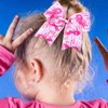 Breast Cancer Awareness Hair Scrunchies Ribbon Cheer Hair Bow Ties with Ponytail Holder Hair Band Hair Elastic Cheerleading Stretch Hair Tie Ponytail Holder Hair Access for Women 1PCS
