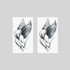 Oottati 2 Sheets Waterproof Small Cute Fake Hand Neck Temporary Tattoos Stickers Hand Sketch Black Dark Angel