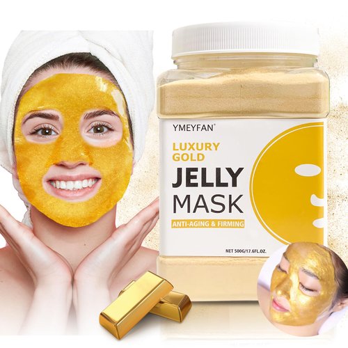 YMEYFAN Jelly Mask Powder for Facial Professional - 24K Gold Anti-Aging & Firming Hydro Jelly Mask, Hydrating Jelly Face Mask Skin Care, Gel Peel Off Mask for Spa Salon Vajacial Mask 17.6Fl Oz