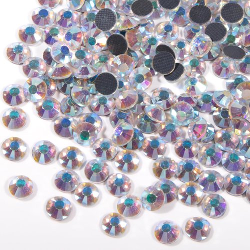 HTVRONT Rhinestones for Crafting, Crystal AB Hotfix Rhinestones come with Hot Melting Glue, Bright Color & Shining Flatback Rhinestones for Nails, Clothes, Decoration and Handicraft（SS20 1440pcs）