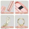 Bocasal Leather Lipstick Case Holder Chapstick Keychain Pouch, Zipper Lip Balm Lip Gloss Bag for Purse with Elastic Band, Makeup Travel Organizer, Cosmetic Storage Kit for Women Girls (Rose Gold)